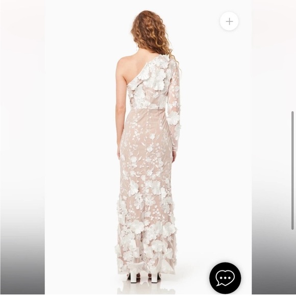 elliatt ellery white 3d floral applique one shoulder wedding bridal dress XS NEW - Picture 8 of 13